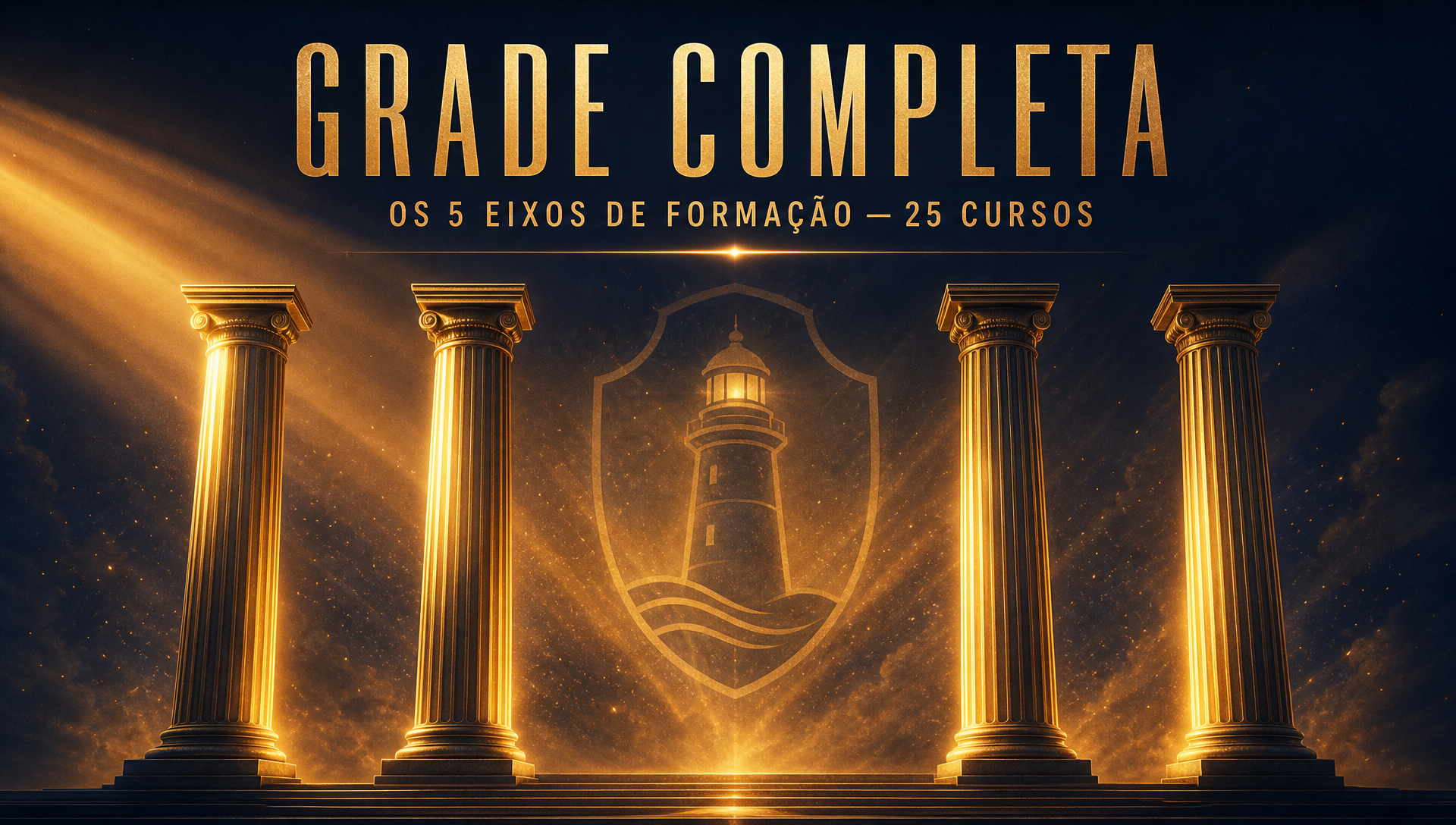 Grade completa da Academia O CONSULADO: os 5 eixos de formação e 25 cursos